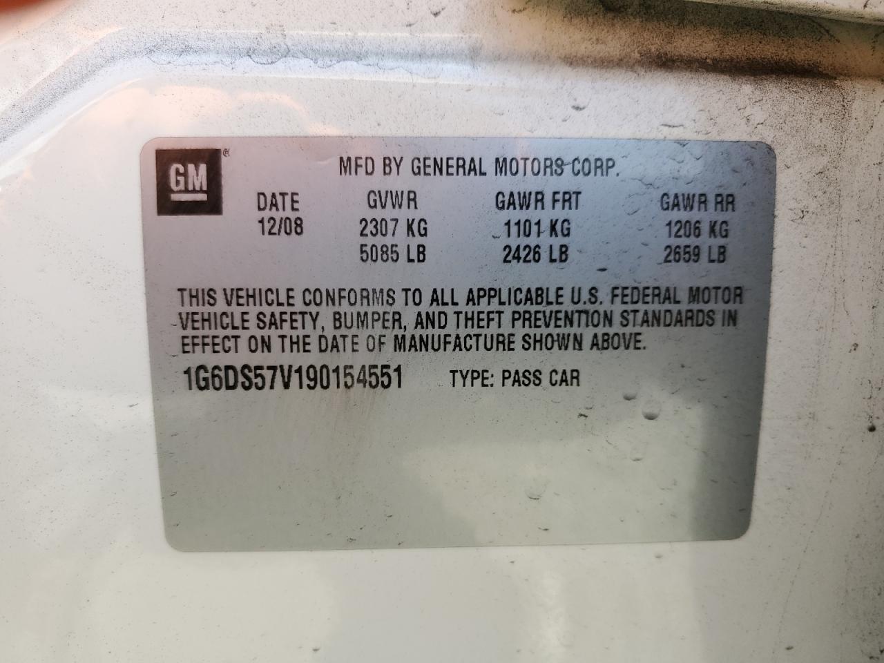 1G6DS57V190154551 2009 Cadillac Cts Hi Feature V6