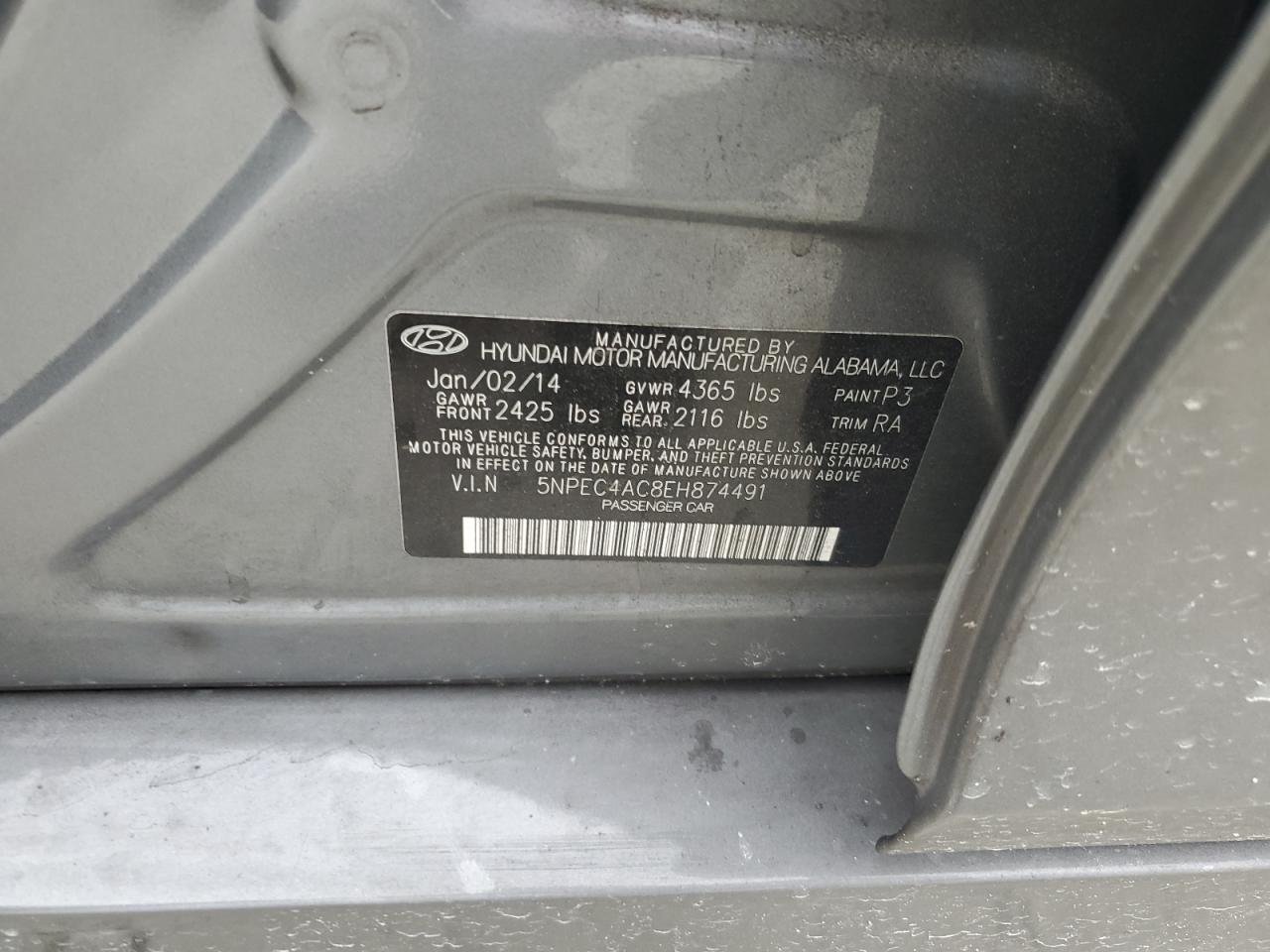 5NPEC4AC8EH874491 2014 Hyundai Sonata Se