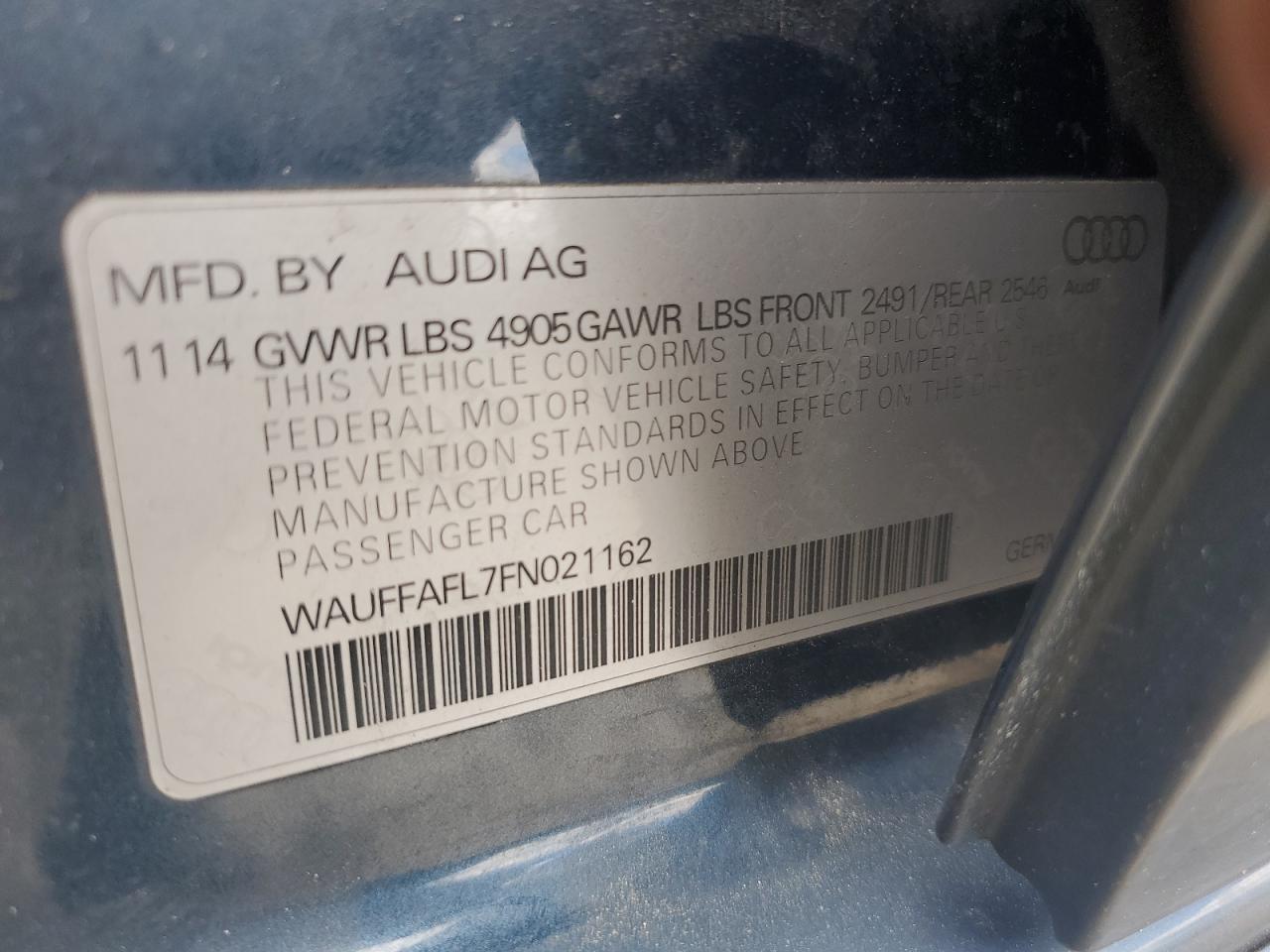 WAUFFAFL7FN021162 2015 Audi A4 Premium Plus