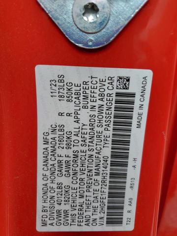 2024 HONDA CIVIC EX - 2HGFE1F72RH314040