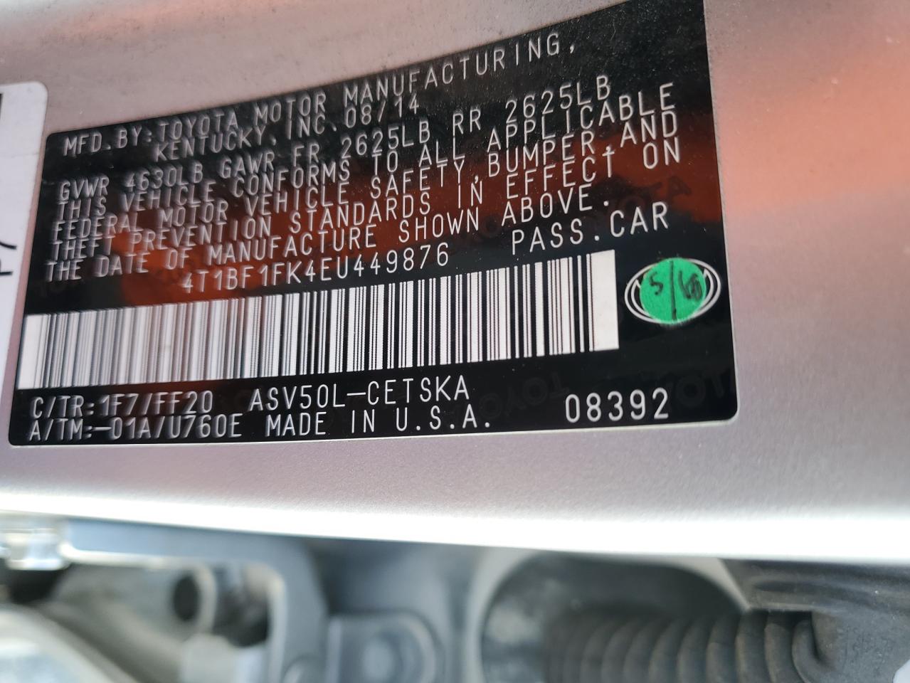 4T1BF1FK4EU449876 2014 Toyota Camry L