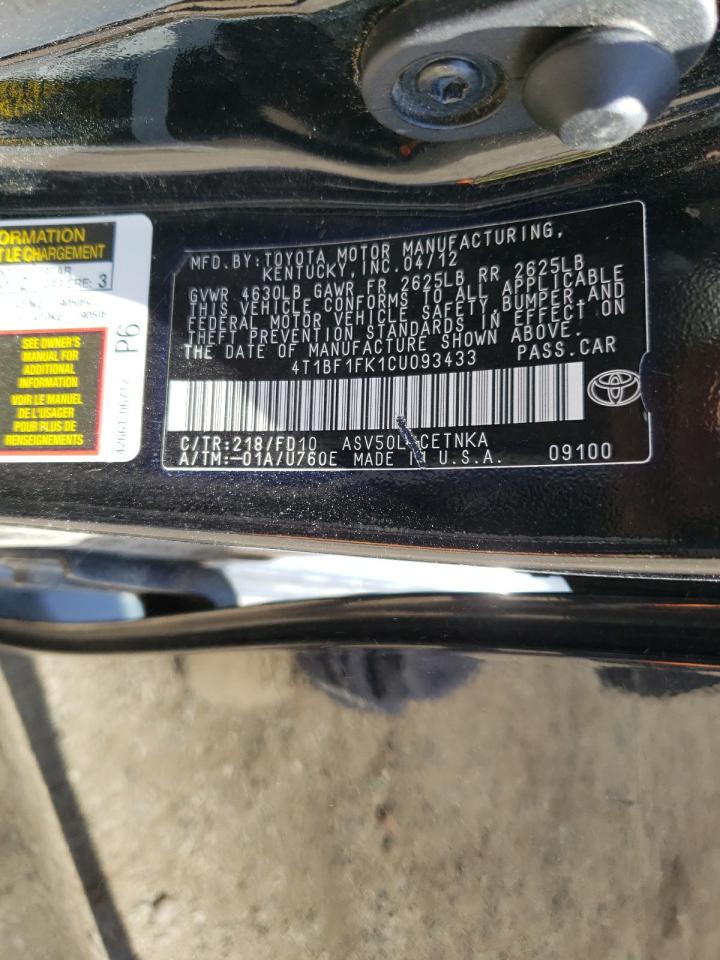 4T1BF1FK1CU093433 2012 Toyota Camry Base