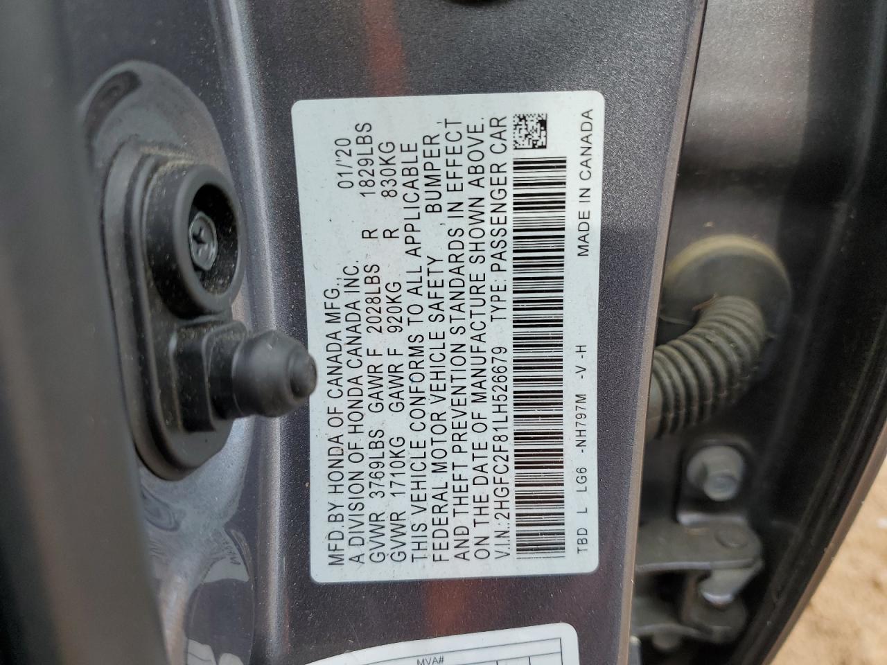 2HGFC2F81LH526679 2020 Honda Civic Sport