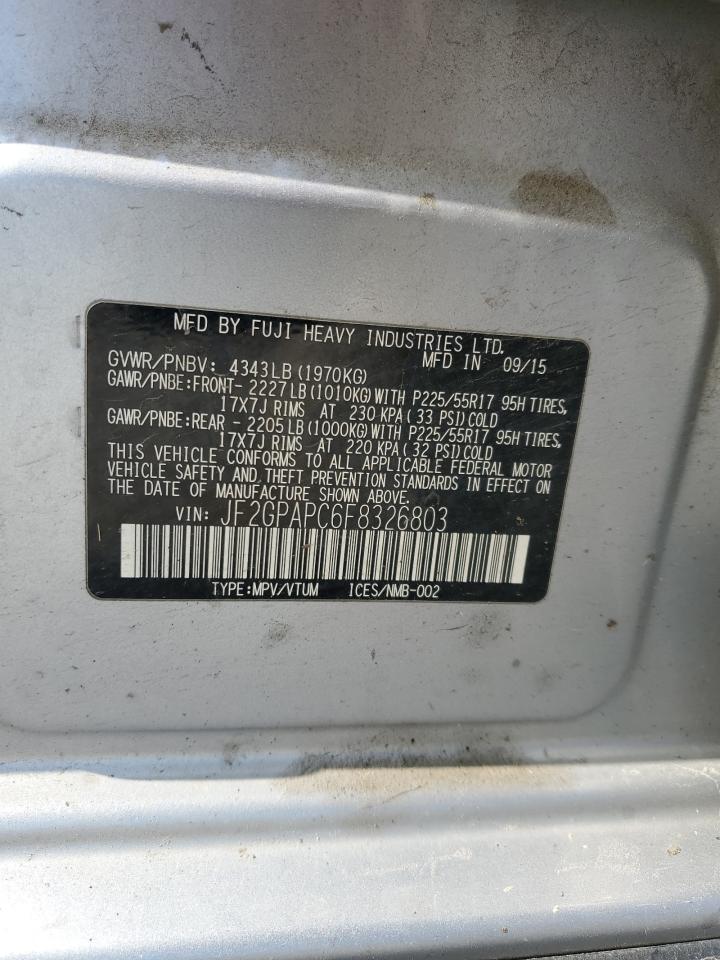 JF2GPAPC6F8326803 2015 Subaru Xv Crosstrek 2.0 Limited