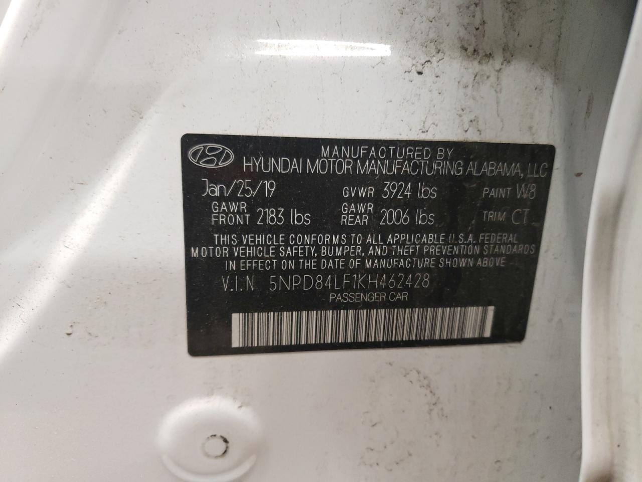 5NPD84LF1KH462428 2019 Hyundai Elantra Sel