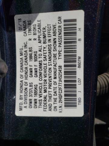 2018 Honda Civic Ex VIN: 2HGFC2F77JH525458 Lot: 54604074