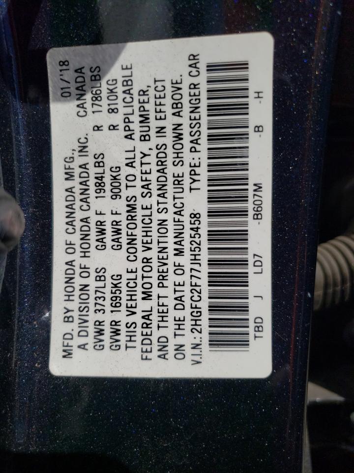 2HGFC2F77JH525458 2018 Honda Civic Ex