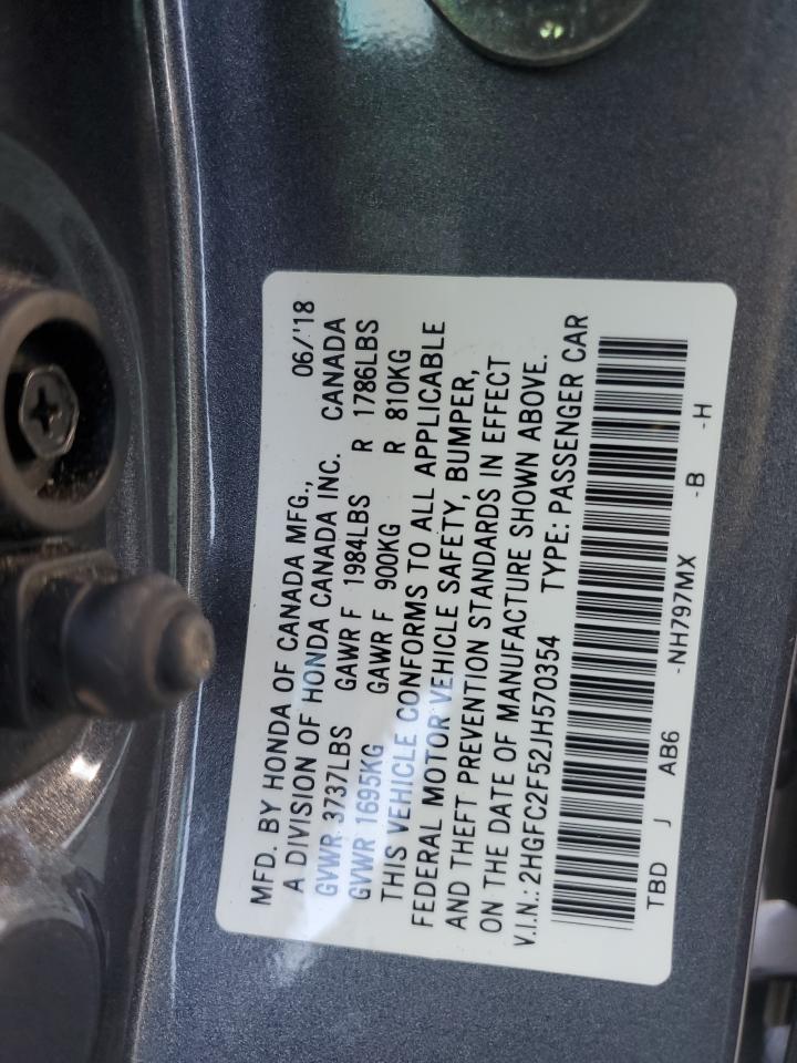 2HGFC2F52JH570354 2018 Honda Civic Lx