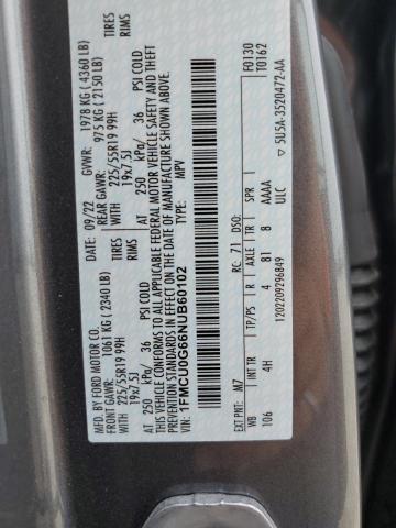 2022 Ford Escape Se VIN: 1FMCU0G66NUB60102 Lot: 56590634