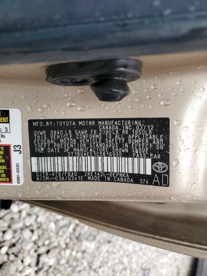 2T1BU4EE1CC816900 2012 Toyota Corolla Base