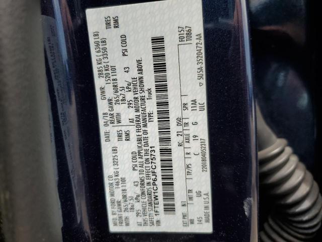 2018 Ford F150 Supercrew VIN: 1FTEW1CP6JFC75731 Lot: 57324594