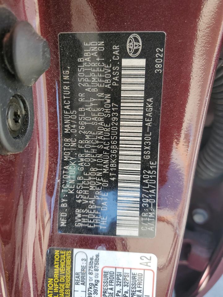 4T1BK36B65U029317 2005 Toyota Avalon Xl