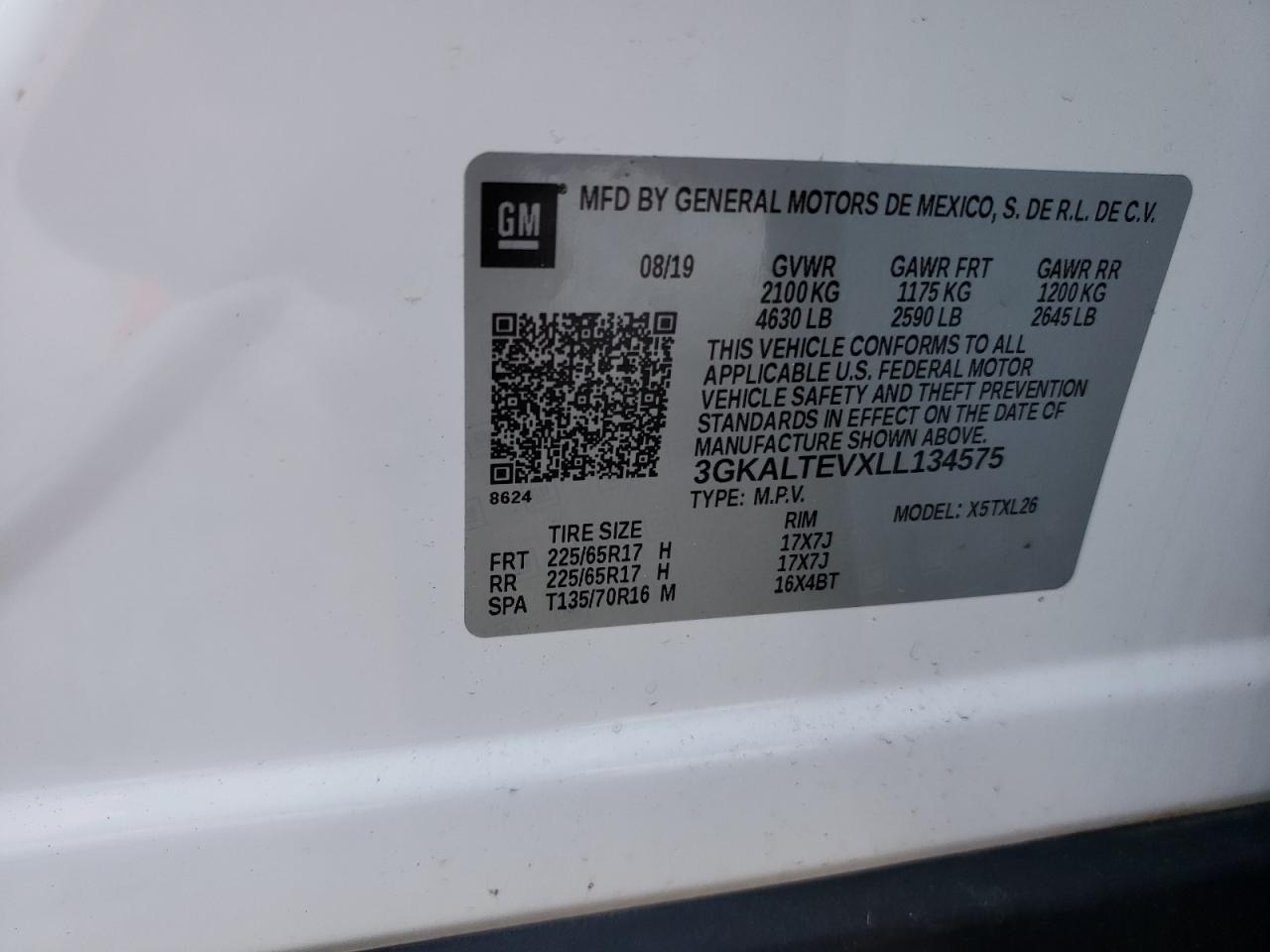 3GKALTEVXLL134575 2020 GMC Terrain Sle