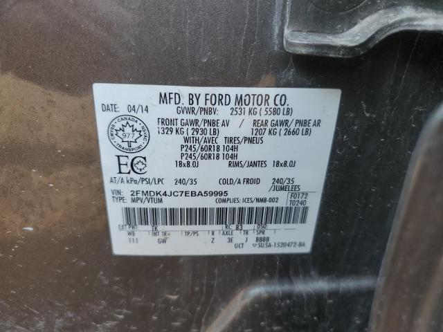 2014 Ford Edge Sel VIN: 2FMDK4JC7EBA59995 Lot: 53395834