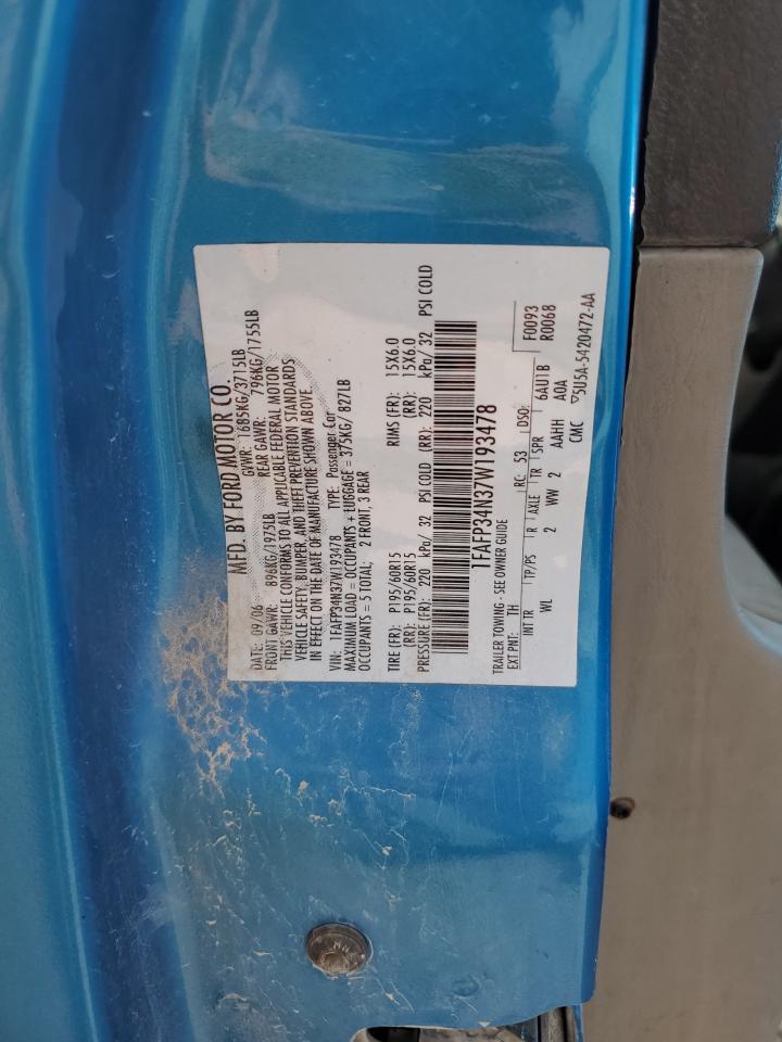 1FAFP34N37W193478 2007 Ford Focus Zx4