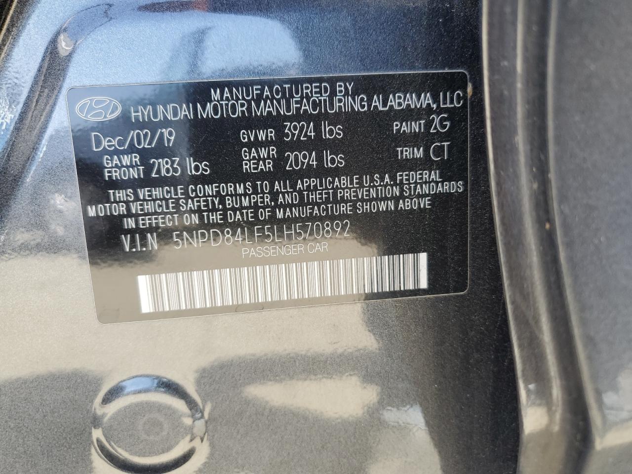 5NPD84LF5LH570892 2020 Hyundai Elantra Sel