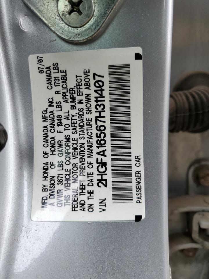 2HGFA16567H311407 2007 Honda Civic Lx