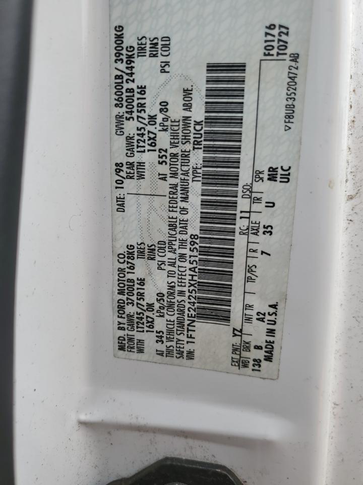 1FTNE2425XHA51598 1999 Ford Econoline E250 Van