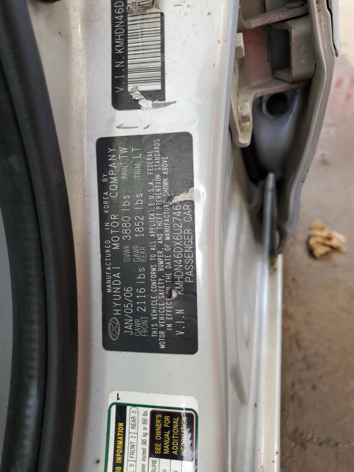 KMHDN46DX6U274646 2006 Hyundai Elantra Gls