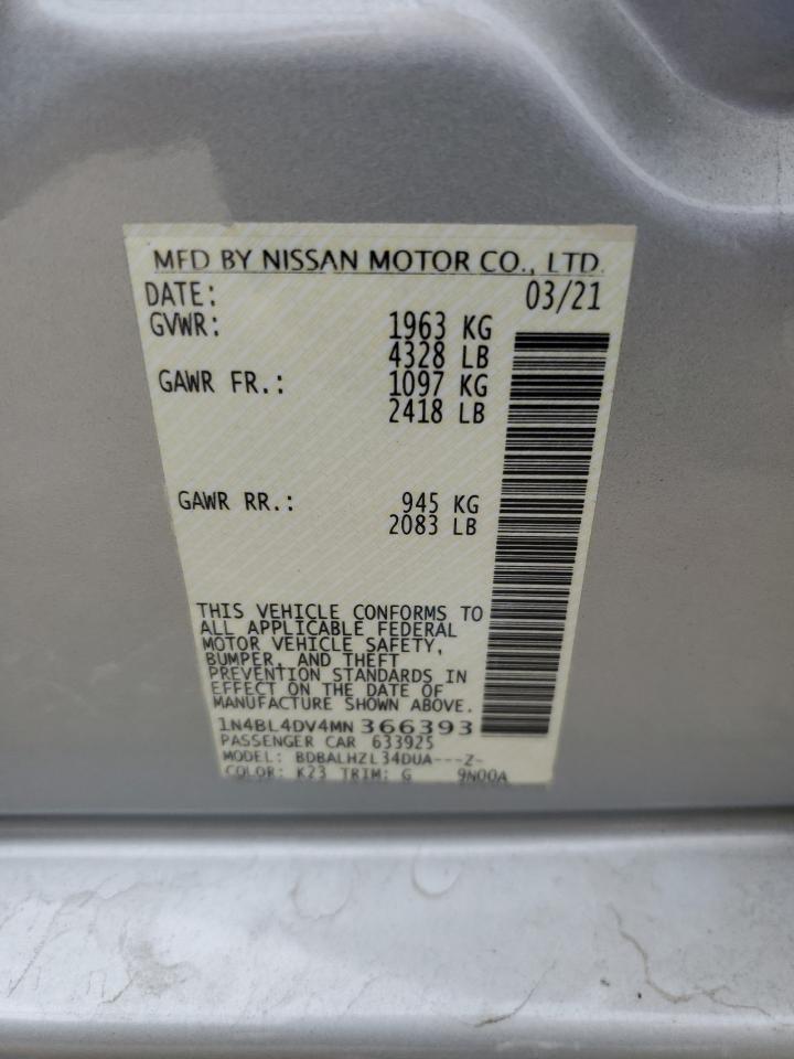 1N4BL4DV4MN366393 2021 Nissan Altima Sv