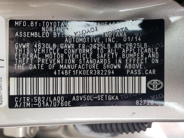 2014 Toyota Camry L VIN: 4T4BF1FK0ER382294 Lot: 54603514