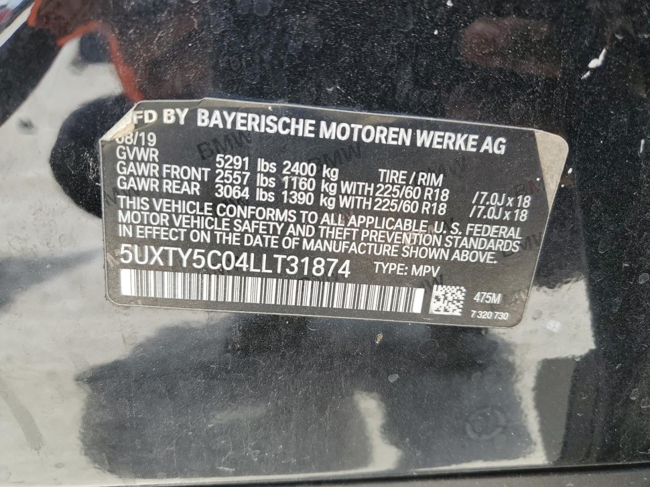 5UXTY5C04LLT31874 2020 BMW X3 xDrive30I