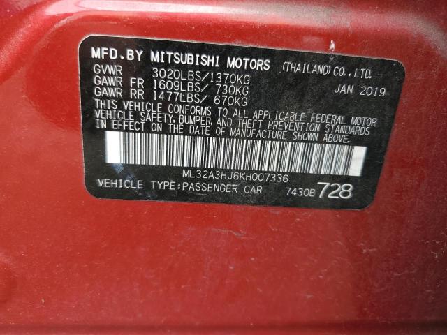 2019 Mitsubishi Mirage Es VIN: ML32A3HJ6KH007336 Lot: 55402954