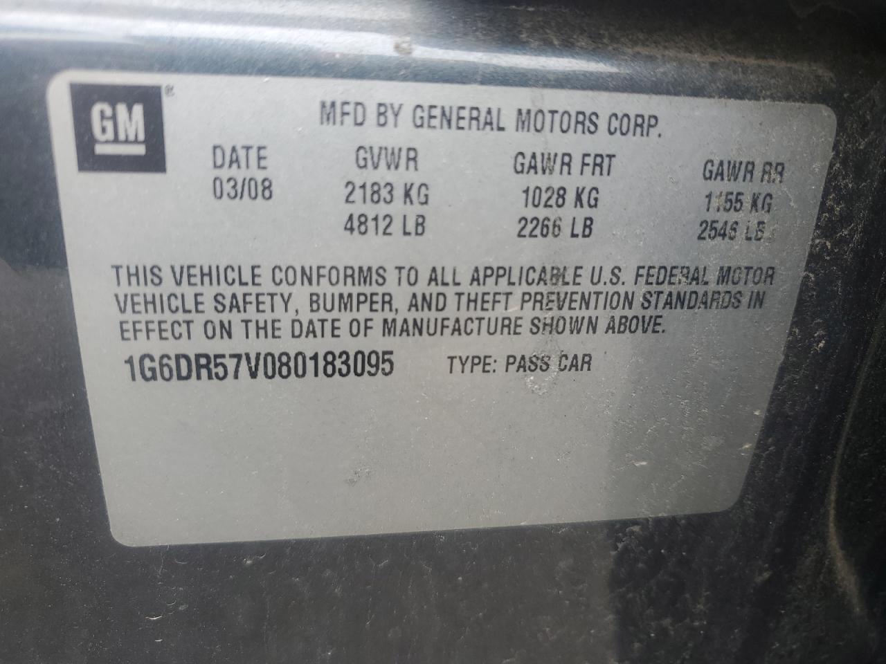 1G6DR57V080183095 2008 Cadillac Cts Hi Feature V6