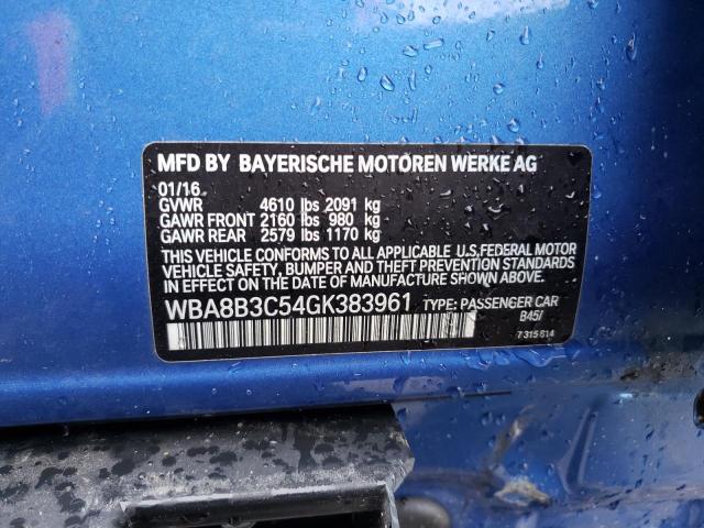 2016 BMW 340 I VIN: WBA8B3C54GK383961 Lot: 53873094