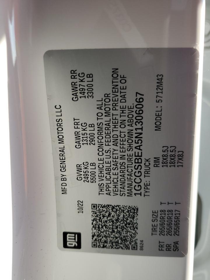 1GCGSBEA5N1306067 2022 Chevrolet Colorado