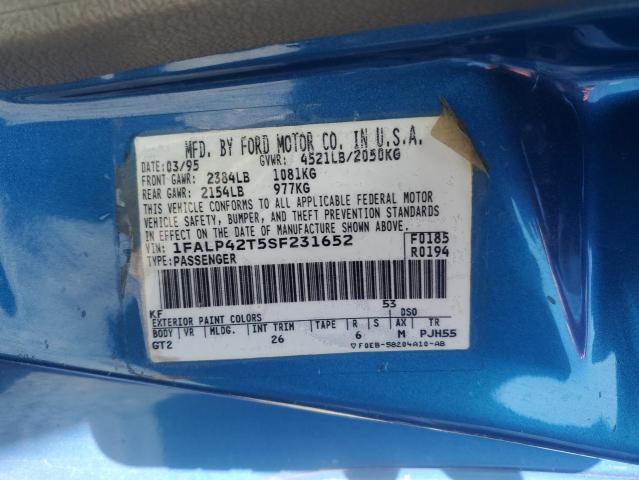 1995 Ford Mustang Gt VIN: 1FALP42T5SF231652 Lot: 53195424