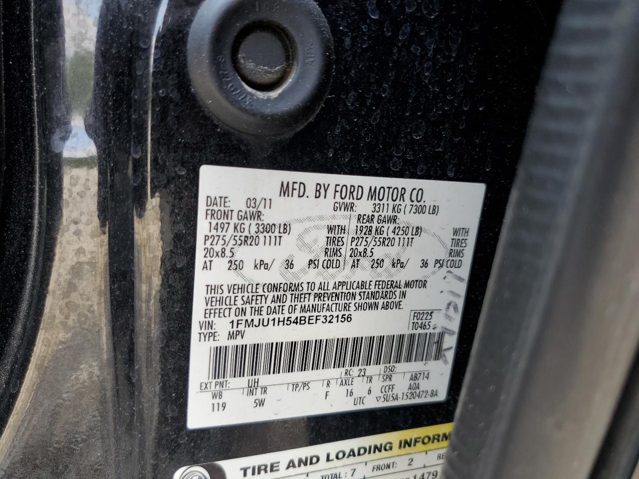 1FMJU1H54BEF32156 2011 Ford Expedition Xlt