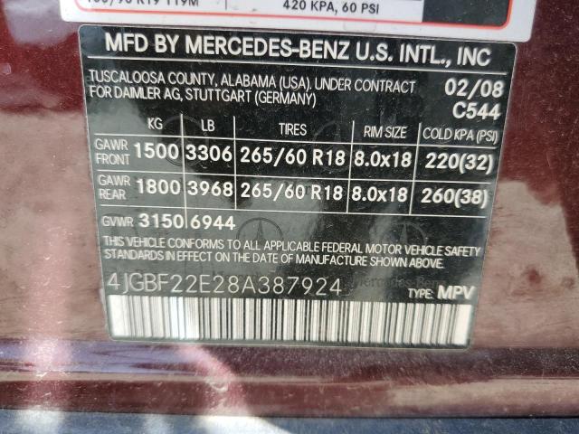 2008 Mercedes-Benz Gl 320 Cdi VIN: 4JGBF22E28A387924 Lot: 54473024