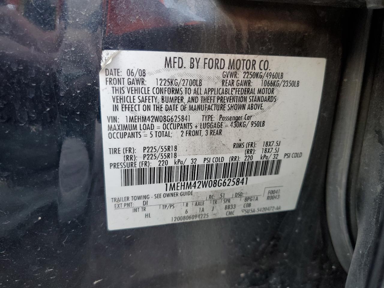 1MEHM42W08G625841 2008 Mercury Sable Premier