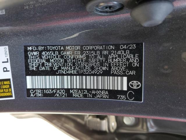 2023 Toyota Corolla Se VIN: JTND4MBE1P3204929 Lot: 54272544