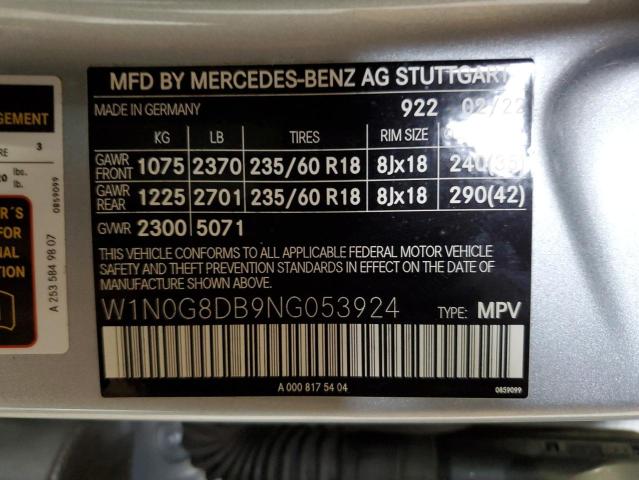 2022 Mercedes-Benz Glc 300 VIN: W1N0G8DB9NG053924 Lot: 54733334