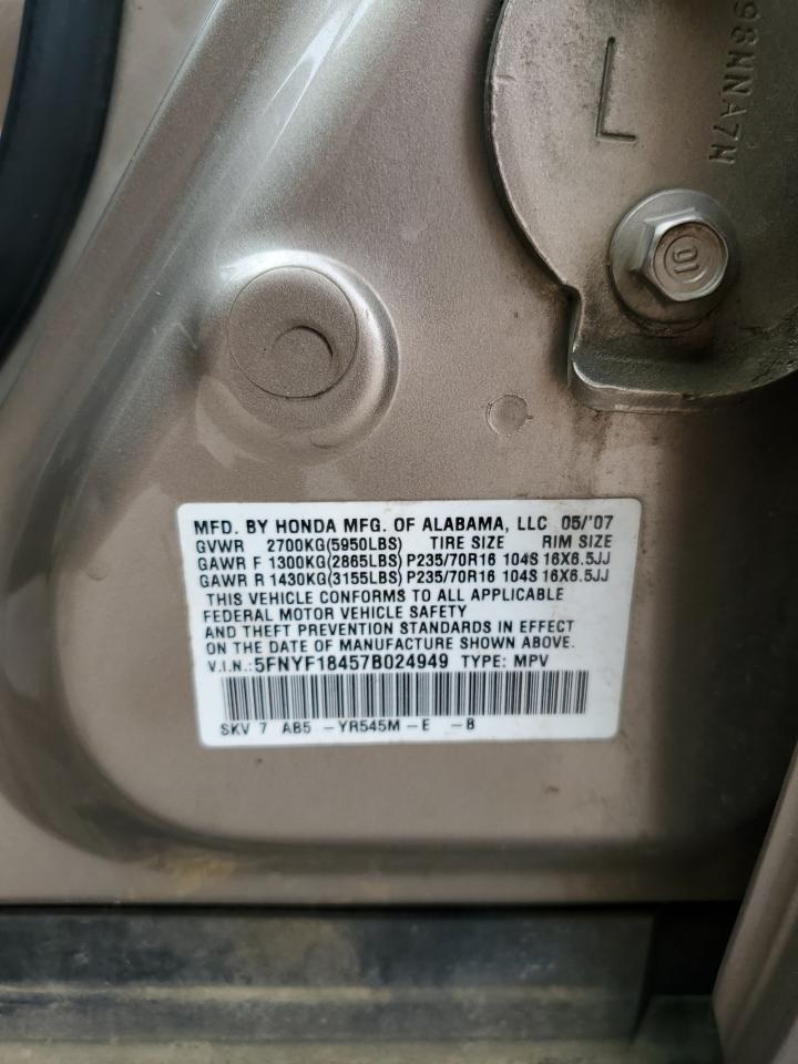 5FNYF18457B024949 2007 Honda Pilot Ex