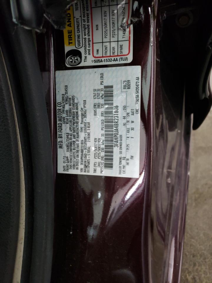 3FAHP0JA4BR231806 2011 Ford Fusion Sel