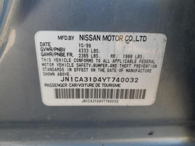 2000 Nissan Maxima Gle VIN: JN1CA31D4YT740032 Lot: 55994654