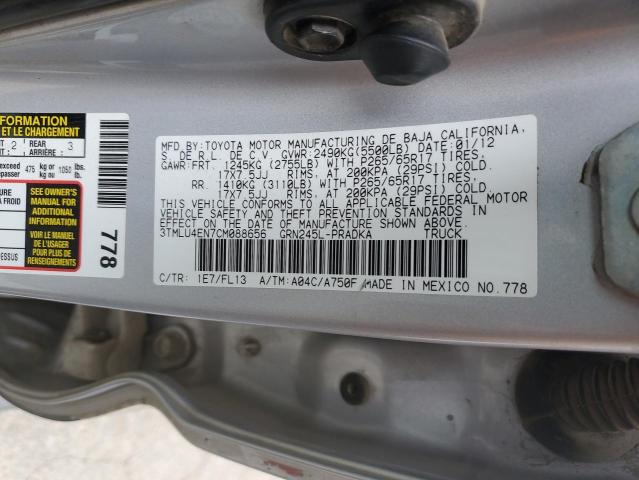 2012 Toyota Tacoma Double Cab VIN: 3TMLU4EN7CM088656 Lot: 55642434