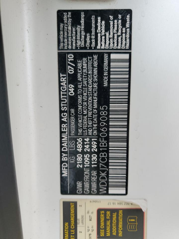 WDDKJ7CB1BF069085 2011 Mercedes-Benz E 550