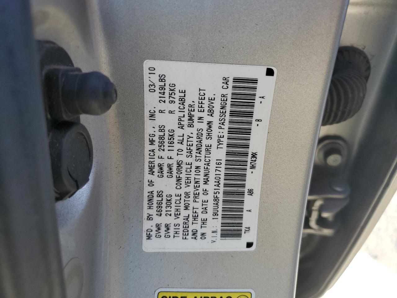 19UUA8F51AA017161 2010 Acura Tl