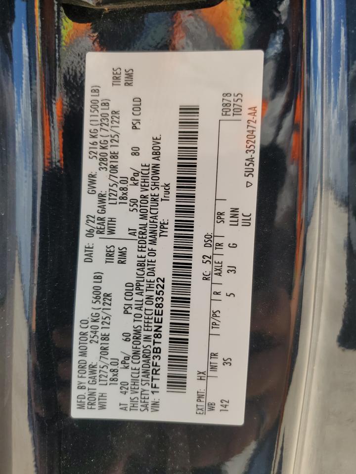 1FTRF3BT8NEE83522 2022 Ford F350 Super Duty