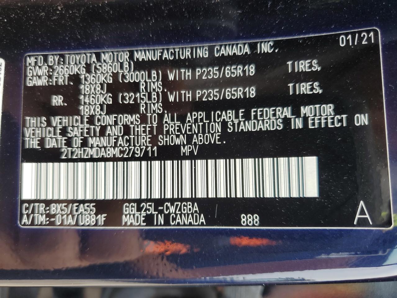 2T2HZMDA8MC279711 2021 Lexus Rx 350