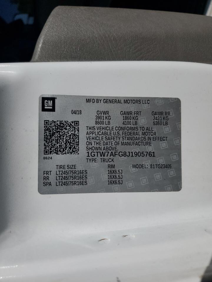 1GTW7AFG8J1905761 2018 GMC Savana G2500