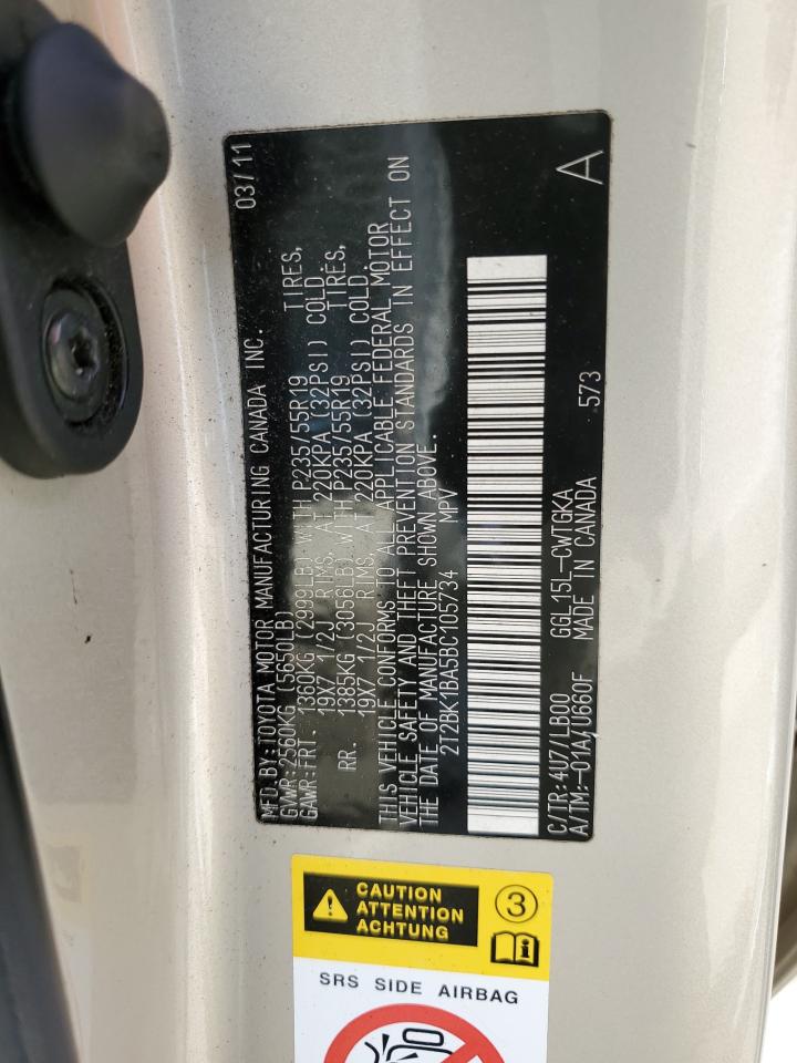 2T2BK1BA5BC105734 2011 Lexus Rx 350