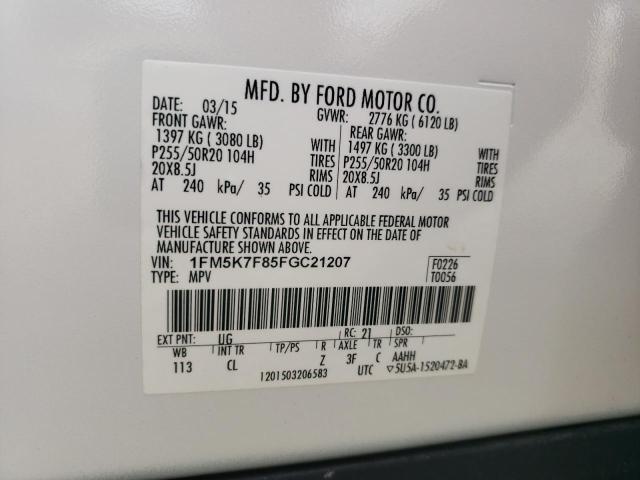 2015 Ford Explorer Limited VIN: 1FM5K7F85FGC21207 Lot: 52164214