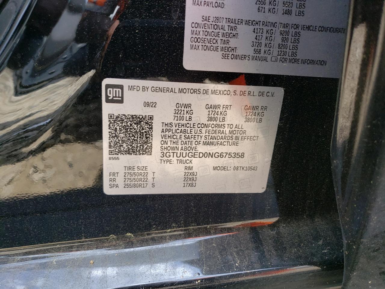 3GTUUGED0NG675358 2022 GMC Sierra K1500 Denali