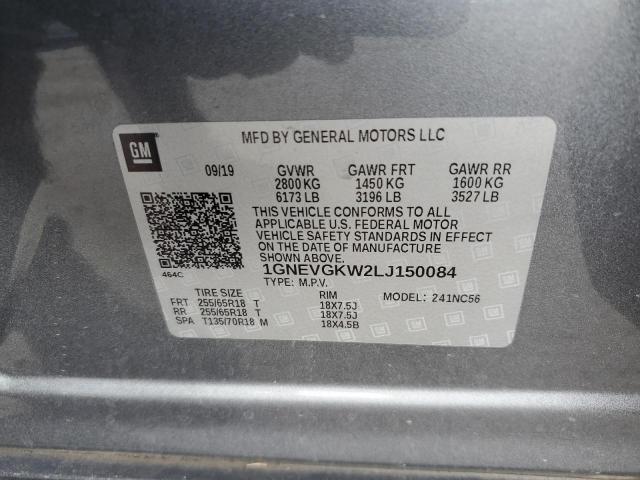 2020 Chevrolet Traverse Lt VIN: 1GNEVGKW2LJ150084 Lot: 55719894