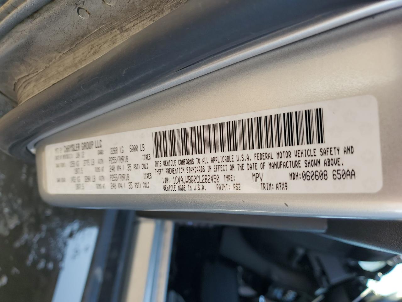 1C4AJWBG0CL282450 2012 Jeep Wrangler Sahara